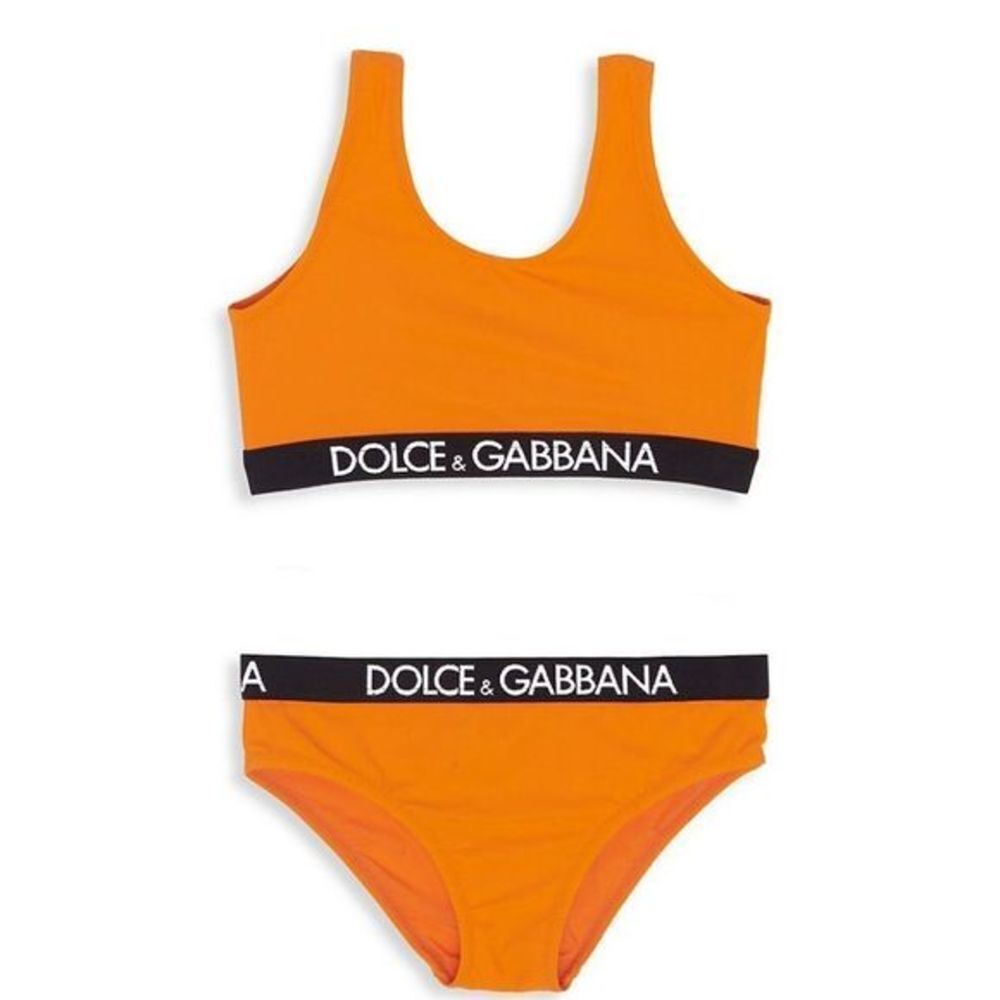 Dolce & Gabbana Girl's Two-Piece Swimsuit Orange Girls Sz 8 - Picture 1 of 2